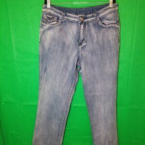 Christopher & Banks Boot Cut Jeans Women 14 Jewel Embroidered Embellished Pocket